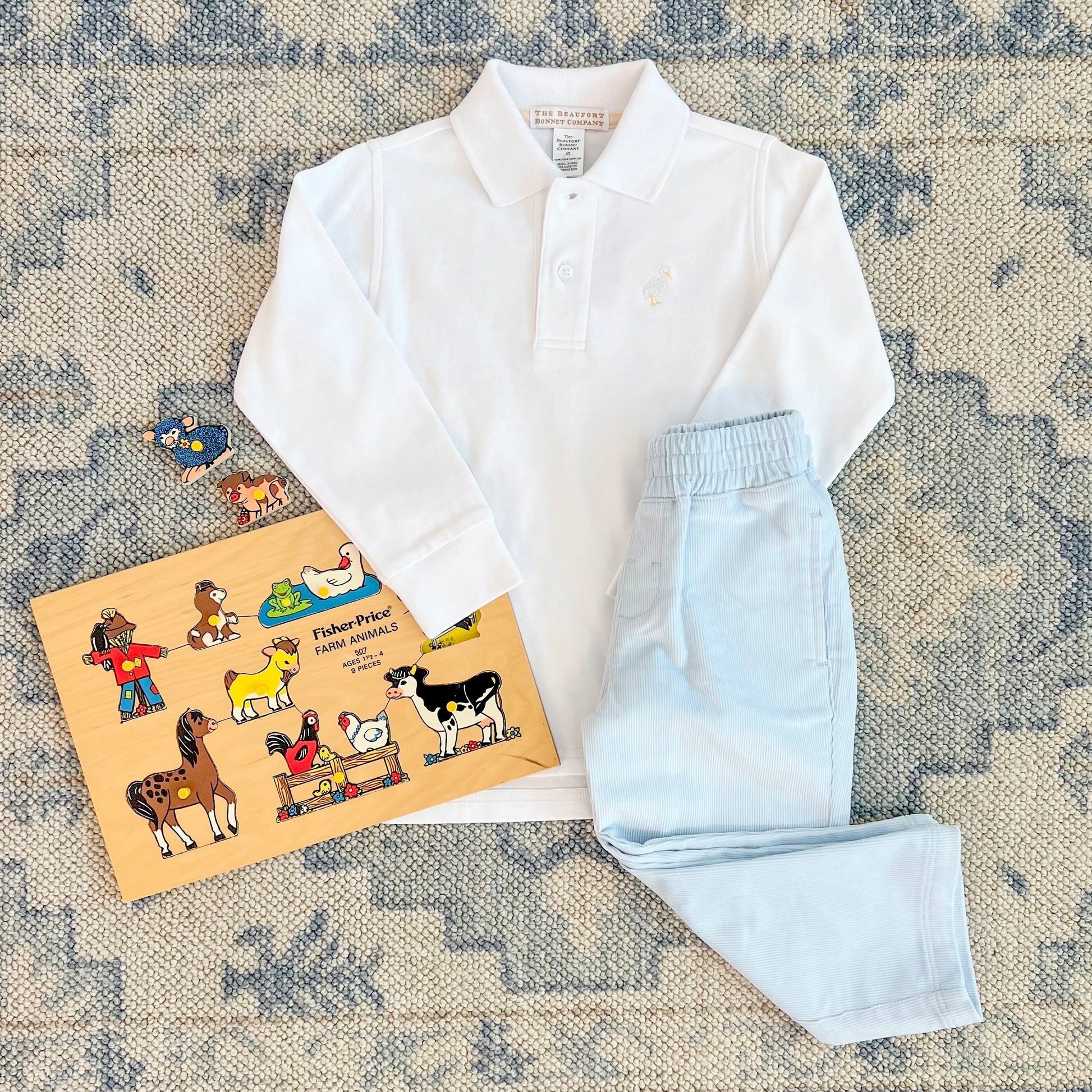 Beaufort Bonnet Long Sleeve Prim & Proper Polo & Onesie - Worth Avenue White
