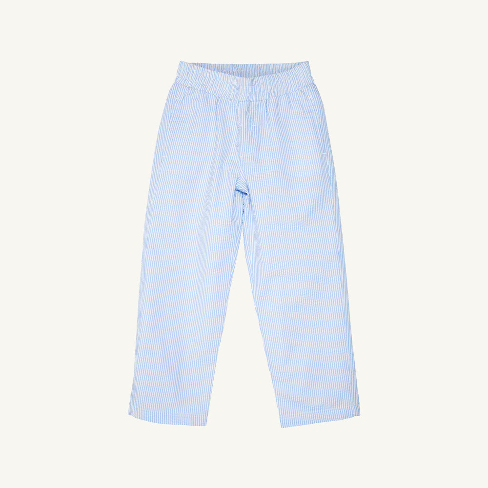 Beaufort Bonnet Sheffield Pants - Breakers Blue Seersucker with Breakers Blue Stork