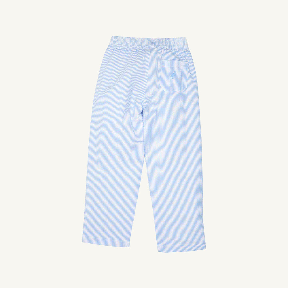 Beaufort Bonnet Sheffield Pants - Breakers Blue Seersucker with Breakers Blue Stork