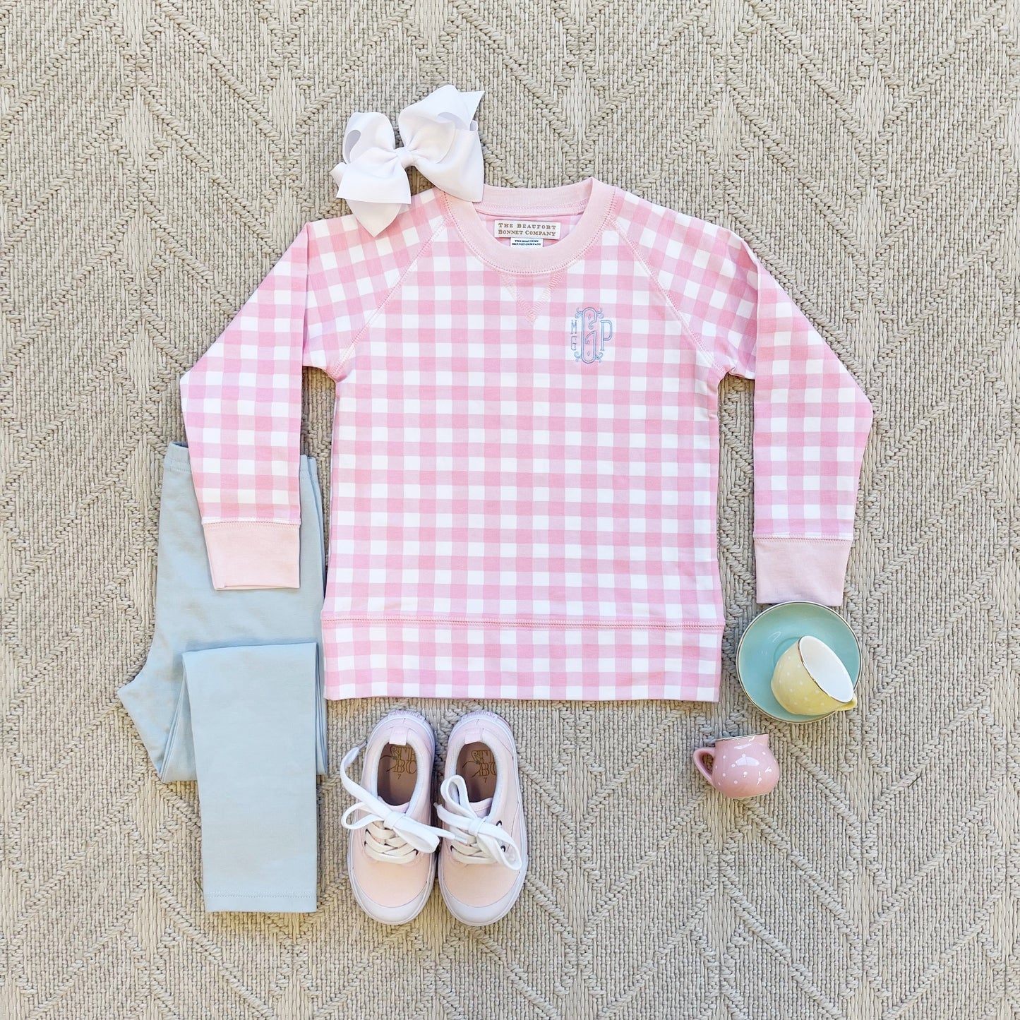 Beaufort Bonnet Cassidy Comfy Crewneck - Palm Beach Pink Gingham