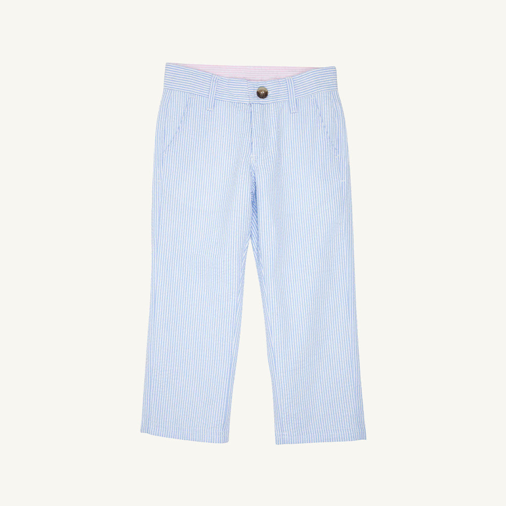 Beaufort Bonnet Prep School Pants - Breakers Blue Seersucker with Breakers Blue Stork