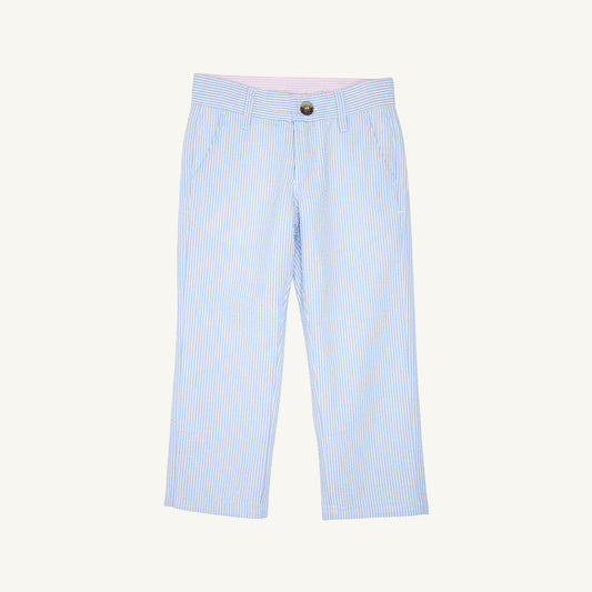 Beaufort Bonnet Prep School Pants - Breakers Blue Seersucker with Breakers Blue Stork
