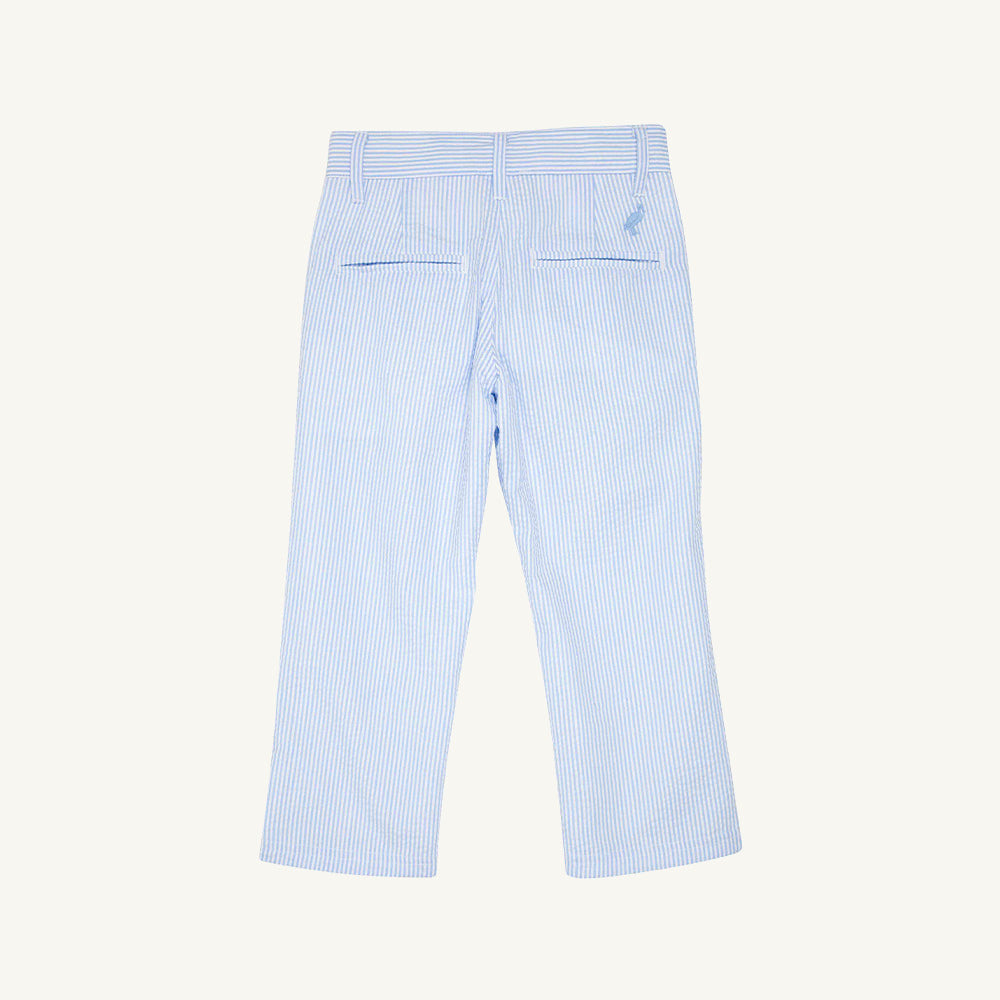 Beaufort Bonnet Prep School Pants - Breakers Blue Seersucker with Breakers Blue Stork