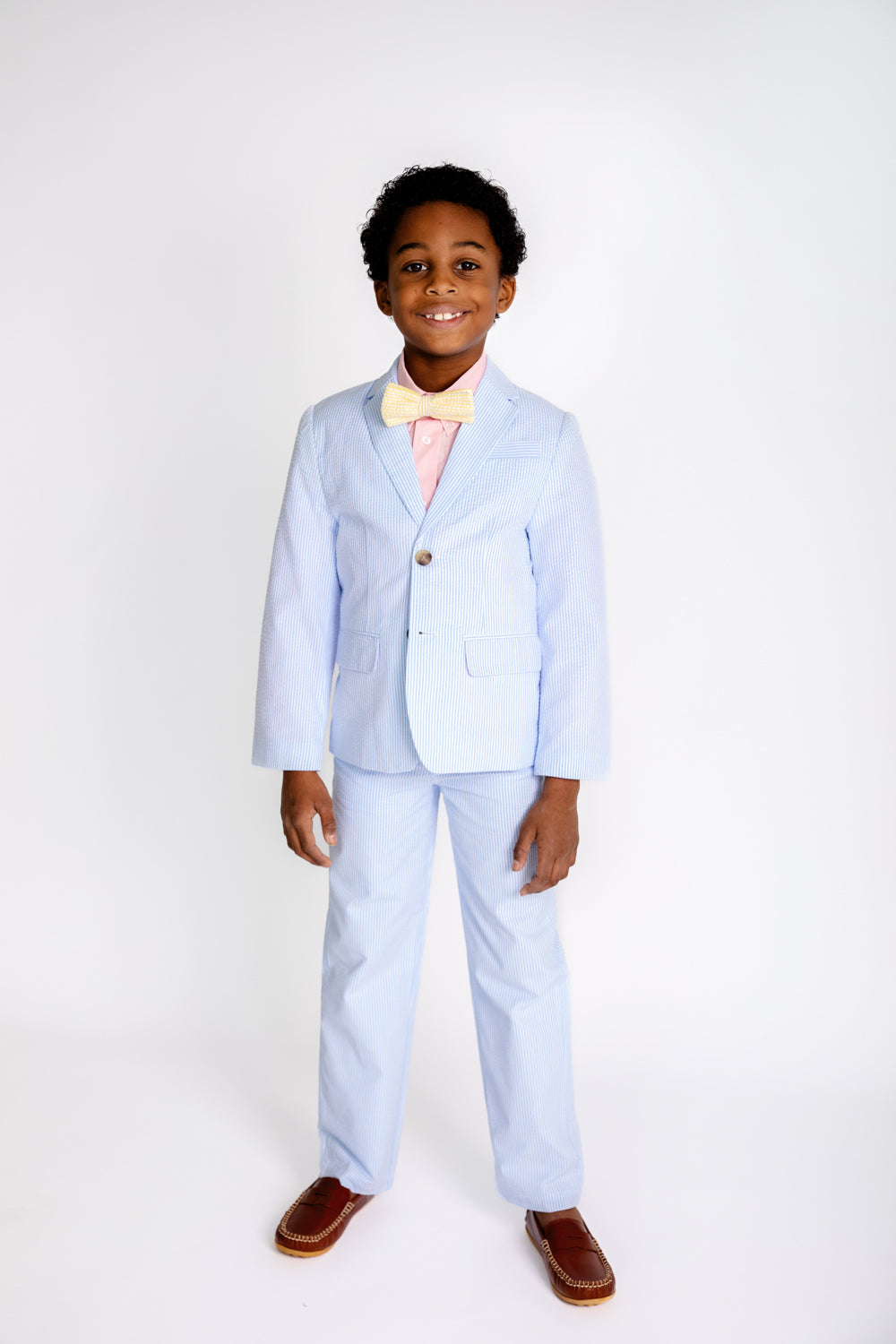 Beaufort Bonnet Prep School Pants - Breakers Blue Seersucker with Breakers Blue Stork