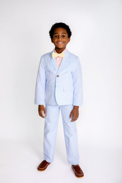 Beaufort Bonnet Prep School Pants - Breakers Blue Seersucker with Breakers Blue Stork