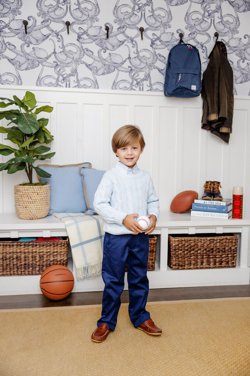 Beaufort Bonnet Prep School Pants - Nantucket Navy & Richmond Red Stork