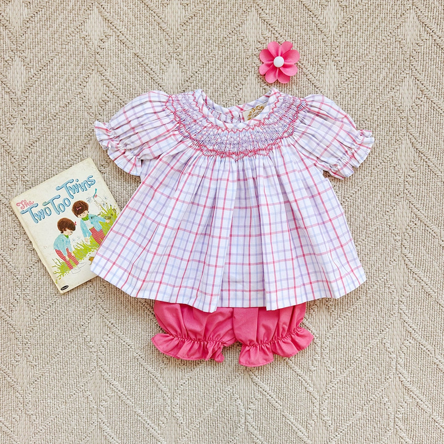 Beaufort Bonnet Short Sleeve Bettye Sue Smocked Top - Winter Park Windowpane