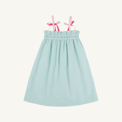 Beaufort Bonnet Lainey's Little Dress - Turks Teal Windowpane