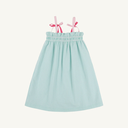 Beaufort Bonnet Lainey's Little Dress - Turks Teal Windowpane
