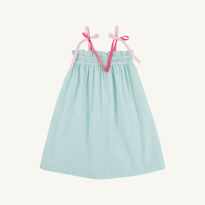 Beaufort Bonnet Lainey's Little Dress - Turks Teal Windowpane