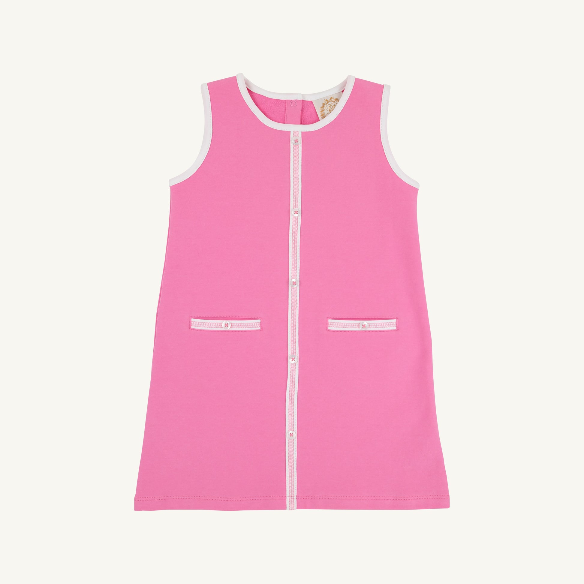 Beaufort Bonnet Annie Apron Dress - Winter Park Pink & Worth Avenue White