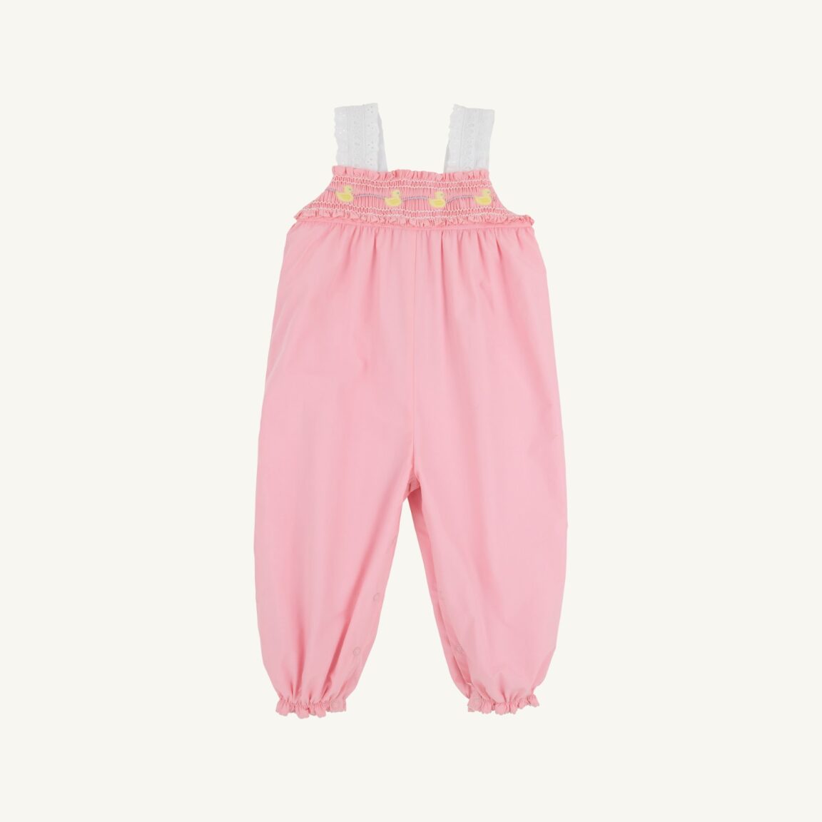 Beaufort Bonnet Ritzy Romper - Sandpearl Pink & Duck Smocking