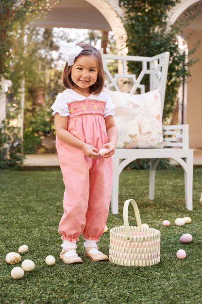 Beaufort Bonnet Ritzy Romper - Sandpearl Pink & Duck Smocking