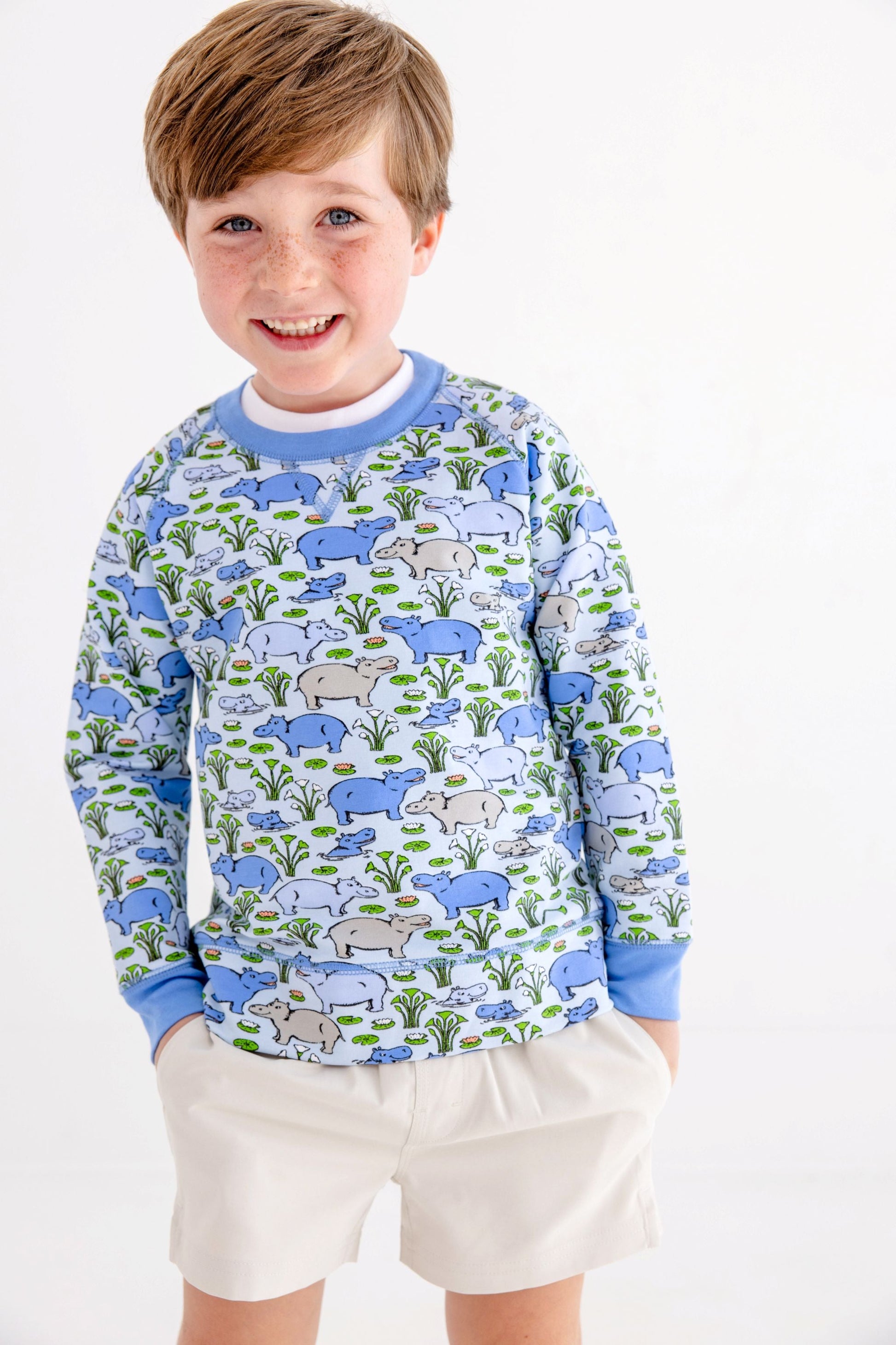 Beaufort Bonnet Cassidy Comfy Crewneck - Bal Harbour Hippo (Beale Street Blu