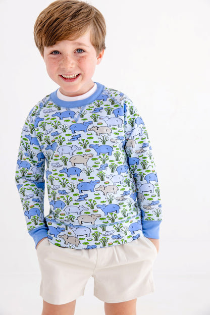 Beaufort Bonnet Cassidy Comfy Crewneck - Bal Harbour Hippo (Beale Street Blu