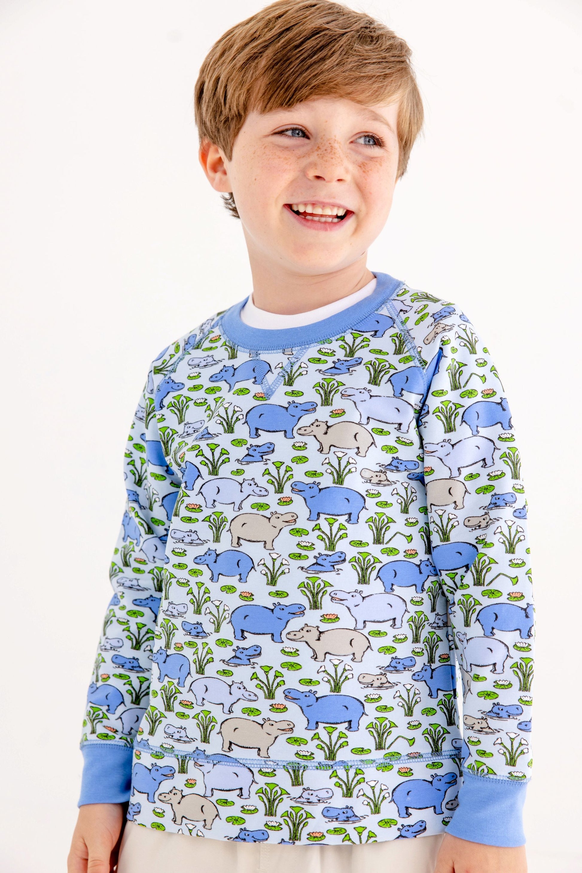 Beaufort Bonnet Cassidy Comfy Crewneck - Bal Harbour Hippo (Beale Street Blu