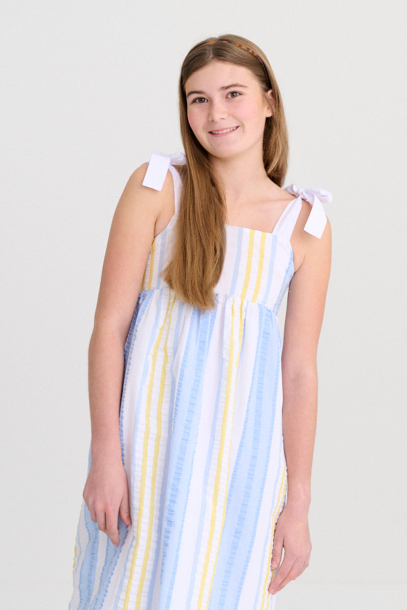 Beaufort Bonnet Macie Midi Dress - Sobro Seersucker & Worth Avenue White