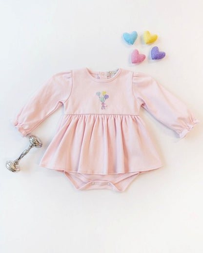 Beaufort Bonnet Long Sleeve Daisy's Diaper Cover Dress - Palm Beach Pink
