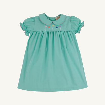 Beaufort Bonnet Holly Day Dress - Turks Teal & Flower Embroidery