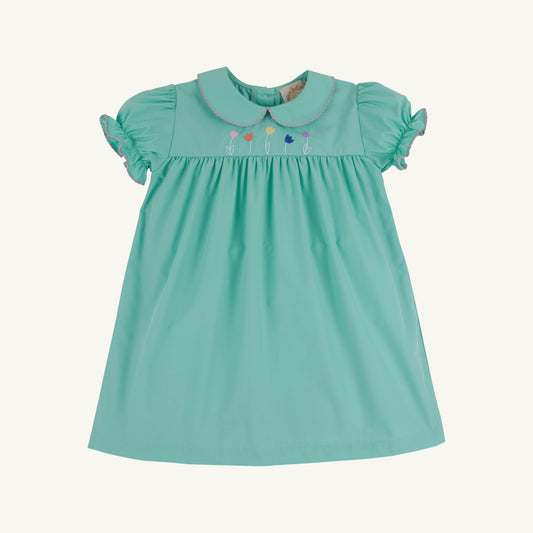 Beaufort Bonnet Holly Day Dress - Turks Teal & Flower Embroidery