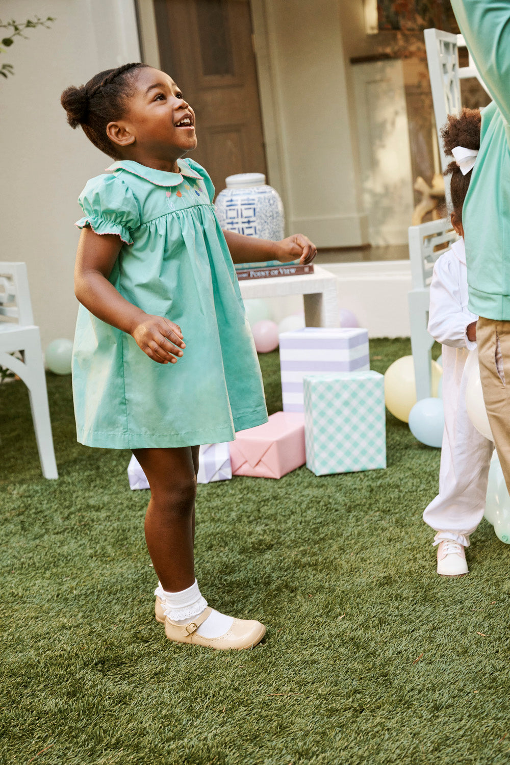 Beaufort Bonnet Holly Day Dress - Turks Teal & Flower Embroidery