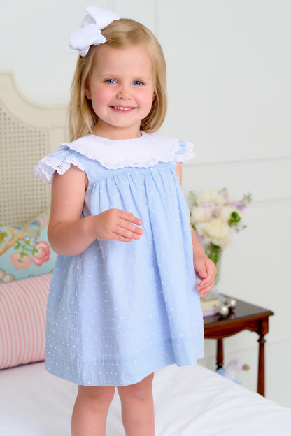 Beaufort Bonnet Franny Frock - Sarasota Sky Dallas Dot & Worth Avenue White
