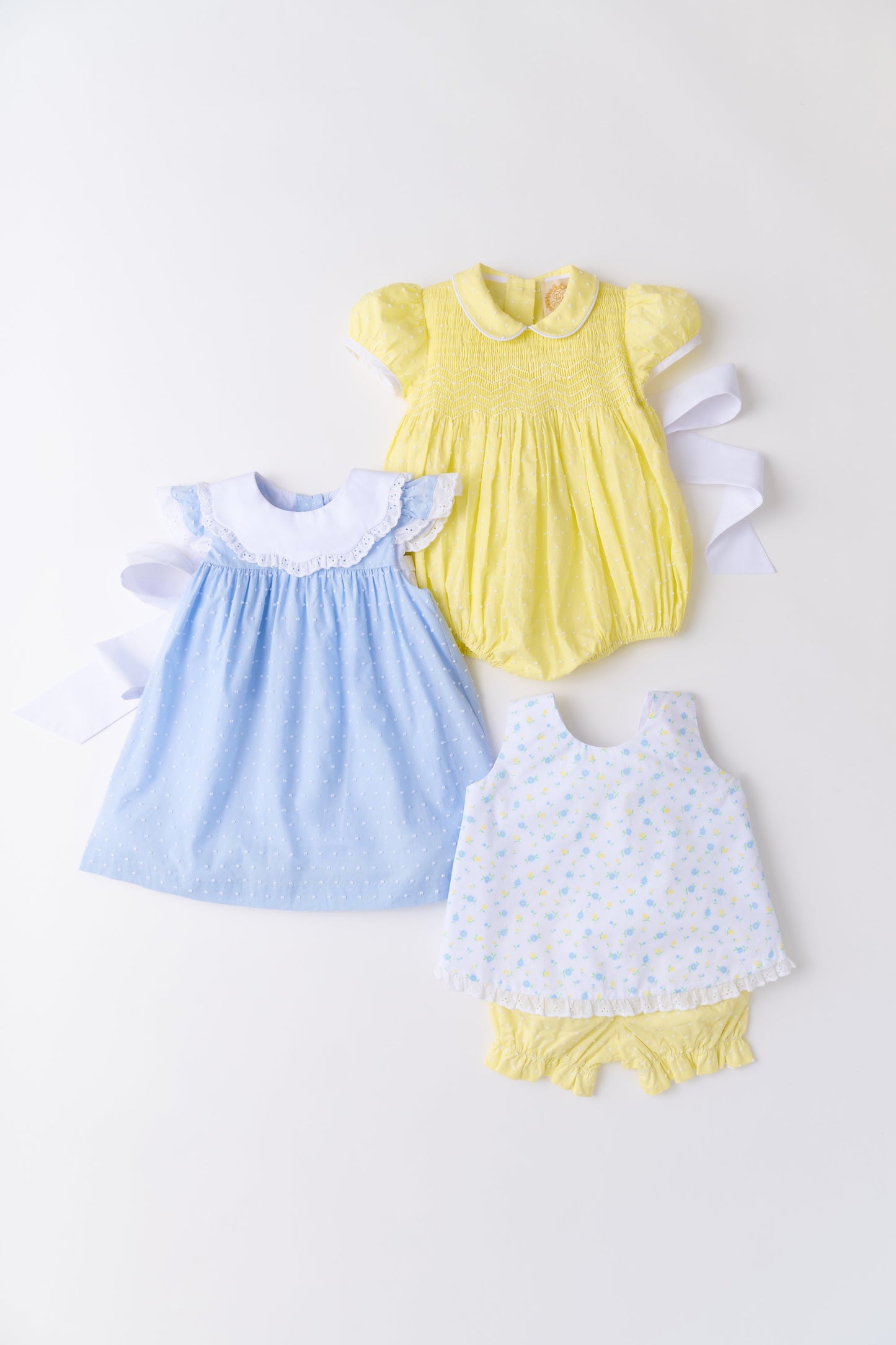 Beaufort Bonnet Franny Frock - Sarasota Sky Dallas Dot & Worth Avenue White