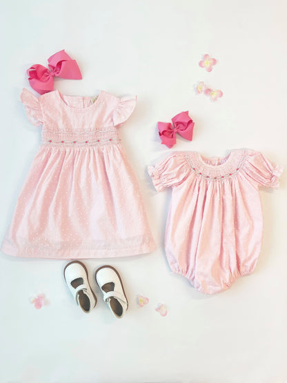 Beaufort Bonnet Addie Angel Sleeve Dress - Palm Beach Pink Dallas Dot