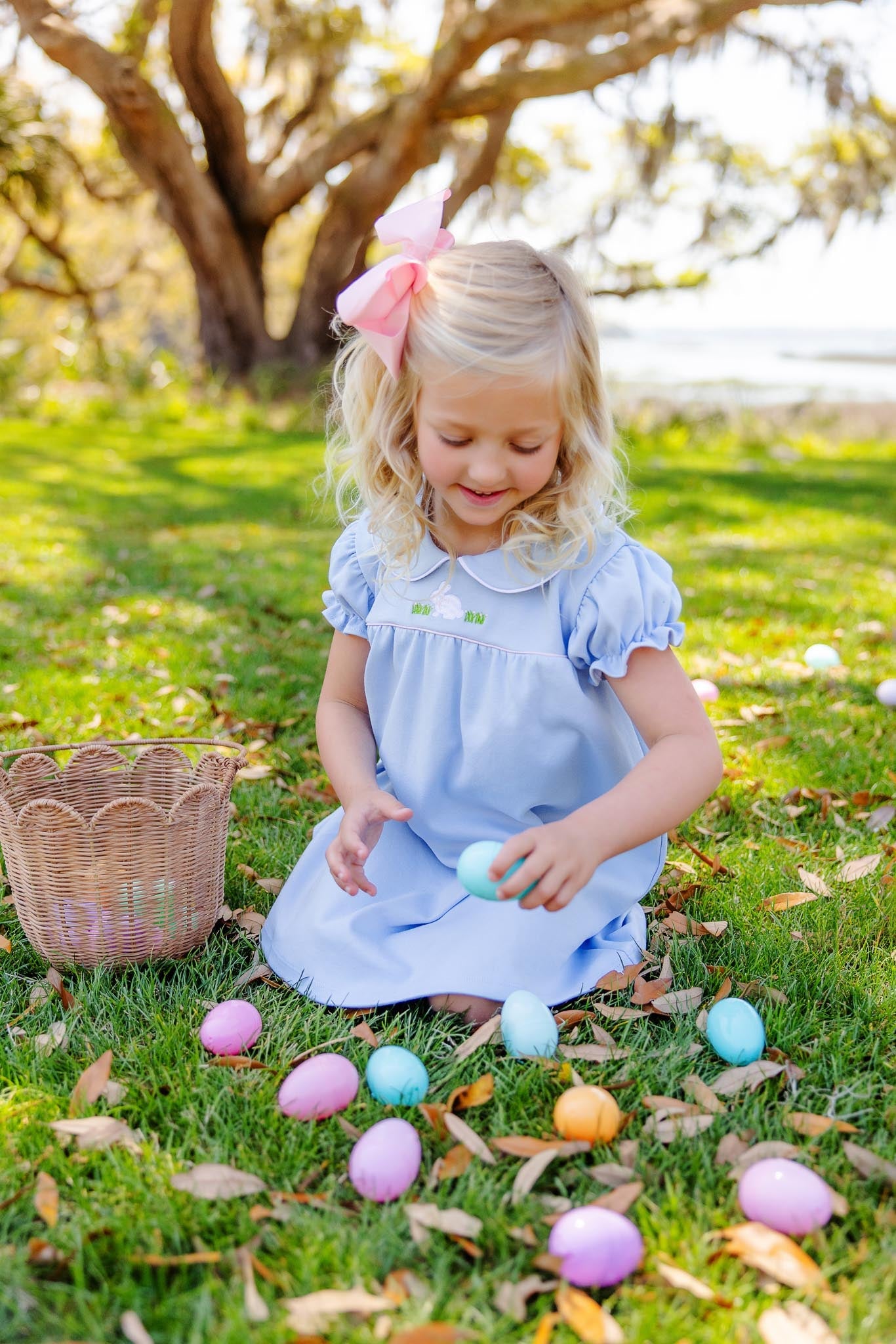 Beaufort Bonnet Holly Day Dress - Beale Street Blue & Bunny Applique